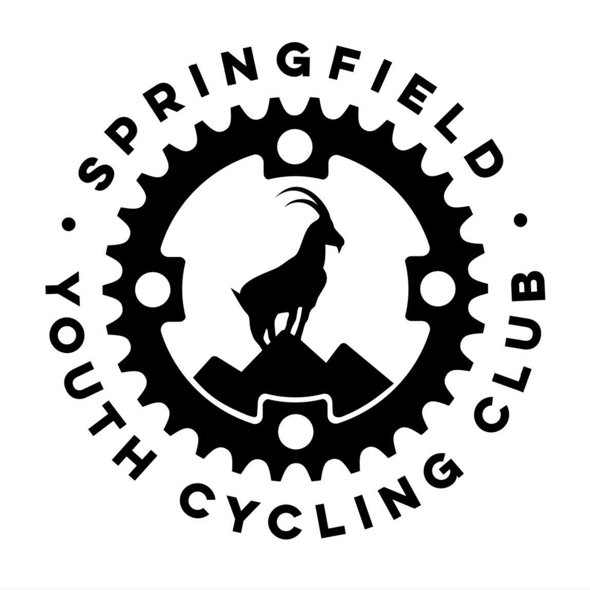 Springfield Youth Cycling Club logo featuring a mountain goat inside a bike chainring