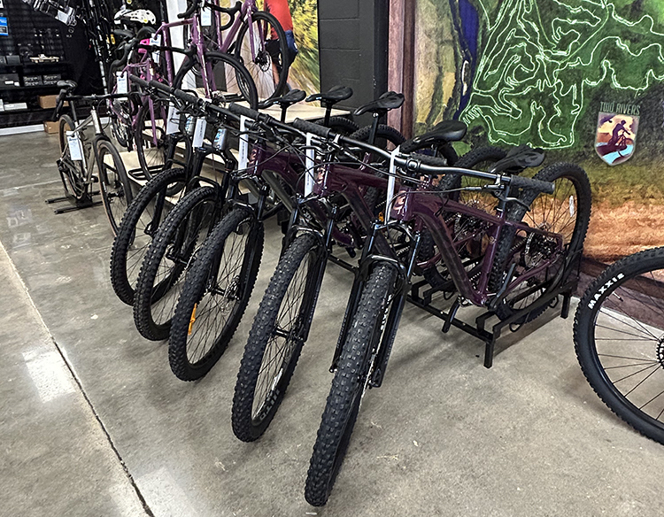 Kona bikepacking bike fully loaded on gravel forest trail
